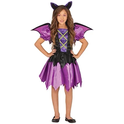 Image of FIESTAS GUIRCA Purple Bat Fancy Dress for Girls Including Headband, and Wings Halloween Costumes 7 9 years