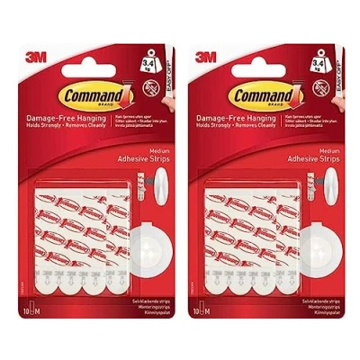 Image of UKDD® Command Medium Adhesive and Refill Strips Damage free hanging 17021P (2 Pack = 20 Strips)