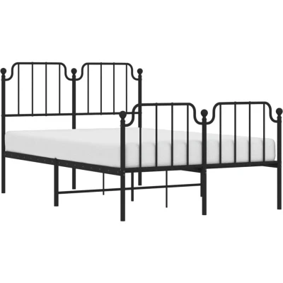 Image of vidaXL Metal Bed Frame without Mattress with Footboard Black 120x200cm