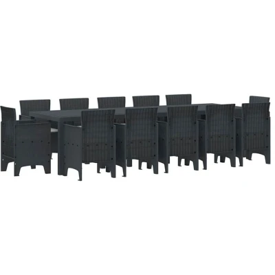 Image of vidaXL 13 Piece Garden Dining Set with Cushions Anthracite Poly Rattan