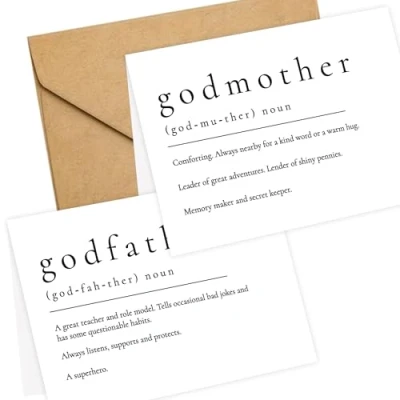 Image of LADY&amp;HOME Set of 2 Wedding Day Cards to Godfather and Godmother,To My Godmother on Card (A1:Godfather &amp; Godmother)