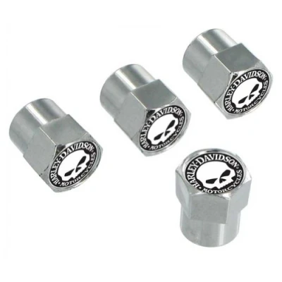 Image of Harley Davidson Chrome Valve Cap Covers With Willy G Skull by