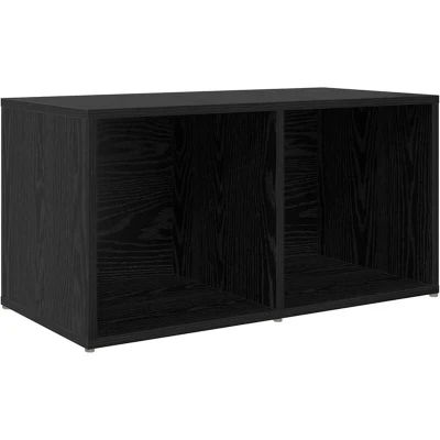 Image of vidaXL TV Cabinet with Storage Black oak Engineered Wood