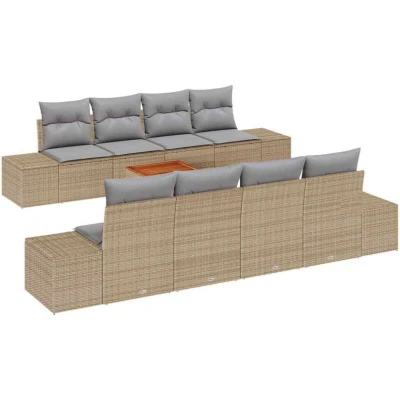 Image of vidaXL Garden Sofa Set 7 pcs Beige, light grey 55 x 37 cm