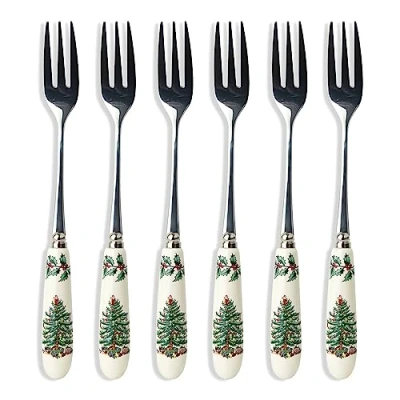 Image of Spode Christmas Tree Pastry Fork, Set of 6 (Multicolor)