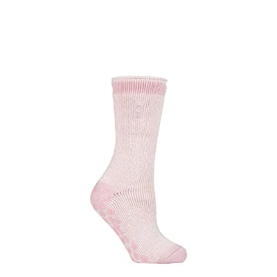 Image of Women&#039;s 1 Pair SOCKSHOP Heat Holders 2.3 TOG Plain and Patterned Slipper Socks Florence Dusted Pink 4 8 Ladies