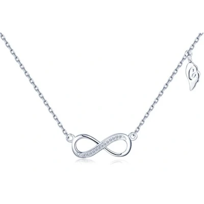 Image of Infinite U Fashion Infinity Symbol Figure 8 Pendant 925 Sterling Silver Rhodium Plated Cubic Zirconia Necklace for Women/Girls, Adjustable Chain