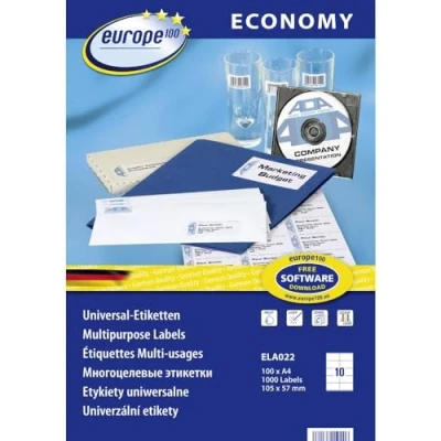 Image of Avery Zweckform e100 ELA022 Labels 105x57 mm 100 Sheets Laser Copy Inkjet