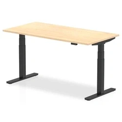 Image of Air 1600 x 800mm Height Adjustable Desk Maple Top Black Leg