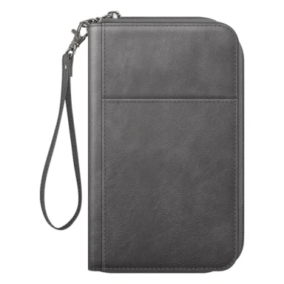 Image of FINTIE Passport Holder Travel Wallet for Family, RFID Blocking Document Organizer Clutch Bag Passports, Business Cards, Credit Boarding Passes, Dark Gray