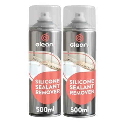 Image of GLEAN Silicone Sealant Remover Spray 2x500ml Powerful, Fast Acting Easy Application For Removing Bathroom Shower Trays, Baths, Sinks, Toilets