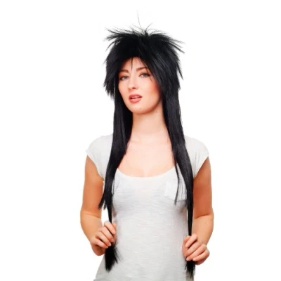 Image of HAIR METAL stunning 80ies Style Quality WIG mullet BLACK very long 80 cm 9666 1B gothic punk glam rock visual kei