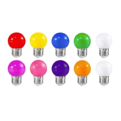 Image of ZFQ 10 Pack Colored Bulbs 2W E27 G45 Lighting Bulbs,LED Coloured Golf Ball Mini Bulb Lamp,Mixed Colours Red Yellow Green Blue Orange Pink Cool White Warm Purple Violet