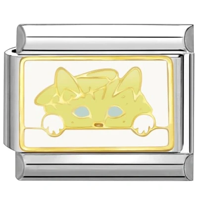 Image of Quiges 9mm Italian Style Charm Link Module Stainless Steel Cat for Bracelets