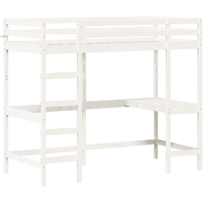 Image of vidaXL Loft Bed without Mattress White 90x190 cm Single Solid Wood Pine