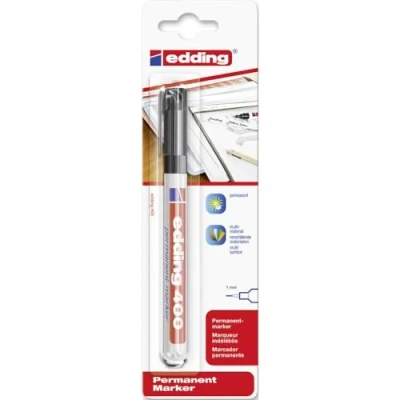 Image of Edding 400 permanent marker, refillable, round tip, plastic stock, black.