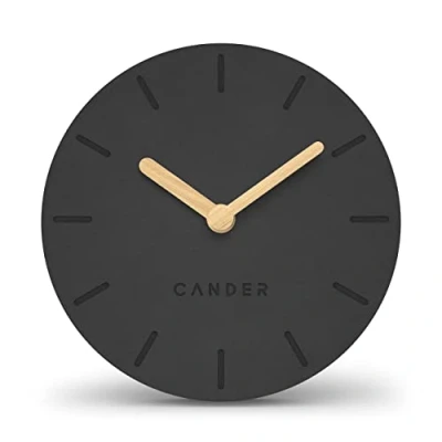 Image of Cander Berlin MNU 2612 S Table Clock Silent No Ticking 12 cm Analogue Battery Operated Vintage Modern Grey MDF
