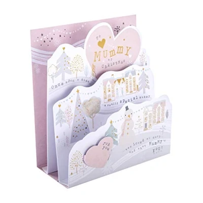 Image of Hallmark Christmas Card, Mummy 3D &amp; Pop Up With Gold Foil Details, Pink
