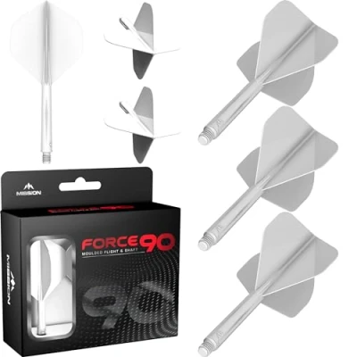 Image of Mission Darts Force 90 Integrated Precision Moulded Dart Flight And Shaft System, Pack of 3 Professional Highly Durable Combined Flights Stems Standard No.2
