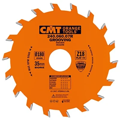 Image of CMT Orange Tools 240.060.07r for Straight Grooving Cutter Circular Saw Blade 180 x 6 35 Z 18