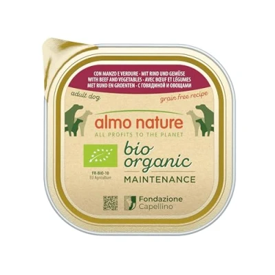 Image of almo nature Dog Food Bio Pate with Beef and Vegetables 300 g (Pack of 9) (Organic), transparent