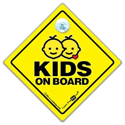 Image of Kids On Board Car Sign Suction Cup Window Sign, Baby Style for Children in The