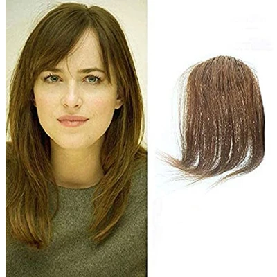 Image of Air Side Bangs Clip in 100% Human Hair Straight Bang Fringe Extensions(Light Brown)