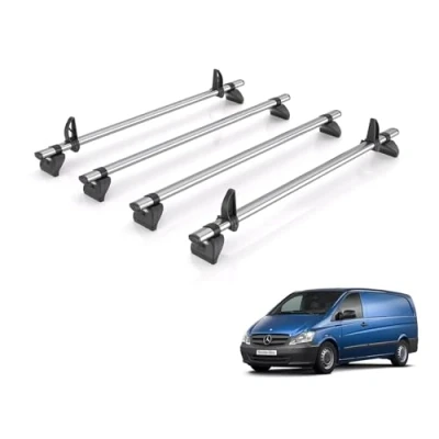 Image of Rhino Roof Rack for Mercedes Vito 2003 2014 [Fits: (W639)] 4 Bars + Loadstops RA4FL/KLS2