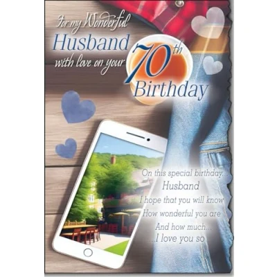 Image of For my Husband On Your 70th Birthday Card Lovely Verse