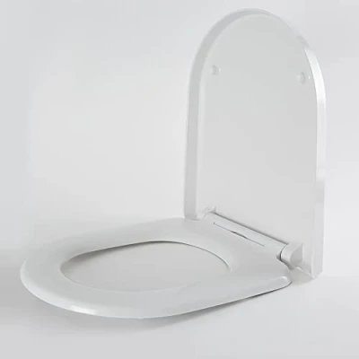 Image of Milano Ballam Modern White Toilet WC Top Fix Curved Soft Close Seat 351mm x 442mm