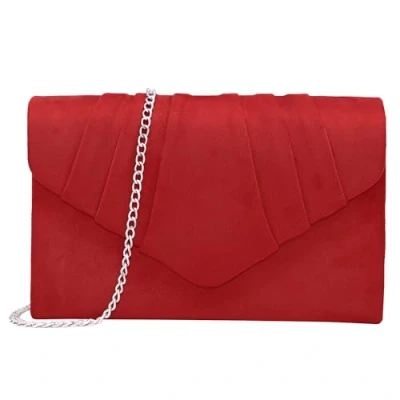 Image of Milisente Clutch Bag for Women, Suede Bags Wedding Shoulder Crossbody Evening (Red)