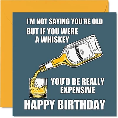 Image of Funny Birthday Cards for Men Women Aged Whiskey Whisky Rude Card Mum Dad Brother Sister Son Daughter Nan Grandad, 145mm x Humour 30th 40th 50th 60th 70th Bday Greeting