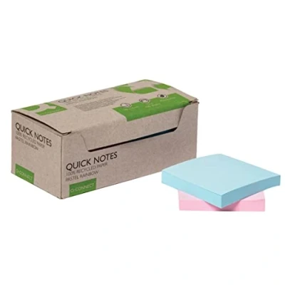Image of Q Connect Recycled Notes 76x76mm Pastel Rainbow (Pack of 12) KF17324