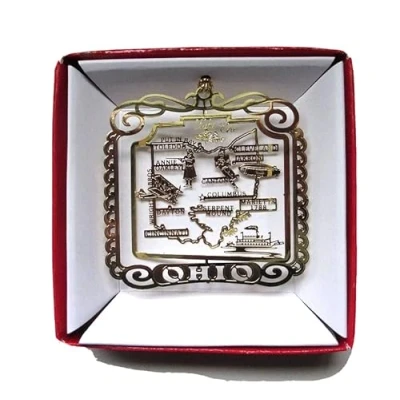 Image of Nations Treasures Ohio State Brass Christmas ORNAMENT Souvenir Gift