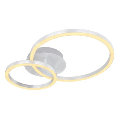Image of Reggy Integrated LED Semi Flush Ceiling Light Aluminium Brushed 2x 3000K