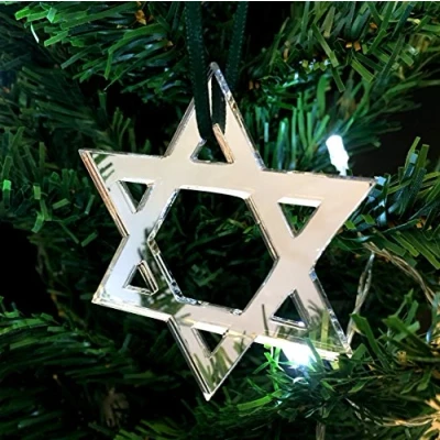 Image of Super Cool Creations Star of David Mirrored Christmas Tree Decorations Pack 10