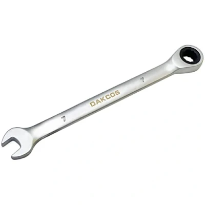 Image of DAKCOS Fixed Head Ratchet Spanner 7mm Ratcheting Combination Wrench Chrome Vanadium Steel