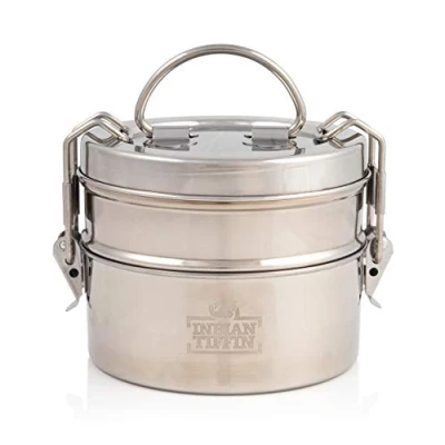 Image of Indian Tiffin 2 Tier Stainless Steel Large Lunch Box