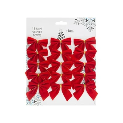 Image of Elegant Mini Red Velvet Bows (Pack of 15) Vibrant &amp; Lush Design Perfect for Gift Wrapping, Crafting, and Events