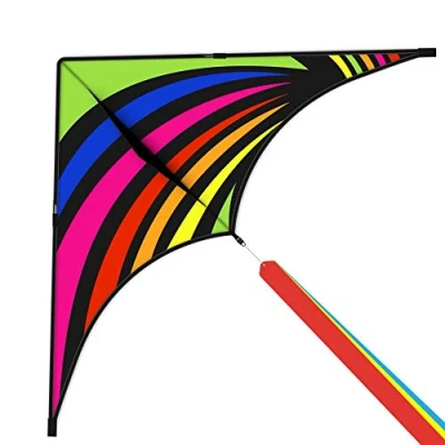 Image of Mint&#039;s Colorful Life Delta Kite for Kids &amp; Adults, Extremely Easy to Fly with 3 Ribbons and 300ft String, Best Beginner