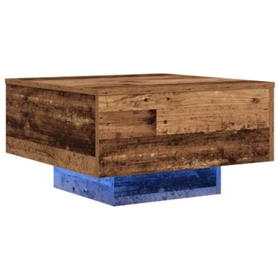 Image of vidaXL reclaimed wood coffee table weathered finish, brown square accent table, 55 x 31 cm, sturdy vintage modern furniture for living room