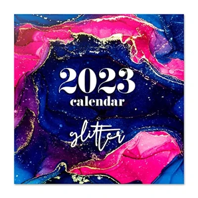 Image of Grupo Erik Glitter Wall Calendar 2023 12&#039; X FSC 12 Month Planner Square Family + 4 Bonus Months