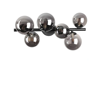 Image of Perlage 6 Light Globe Ceiling Black, Smokey Grey Shade