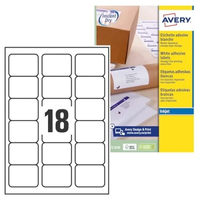 Image of Avery J8161 25 addressing label labels (White, Inkjet, 63.5 x 46.6 mm)