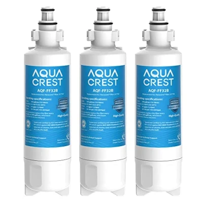 Image of 3X AQUACREST 257760 Fridge Water Filter, Compatible with Panasonic CNRAH 125950 NR B53V1 WB/X1D BG53V2 BG53VW2 B53V2 XE B54X1 WB/E EFF 6032B AH PCN FL 330 FFL 170P