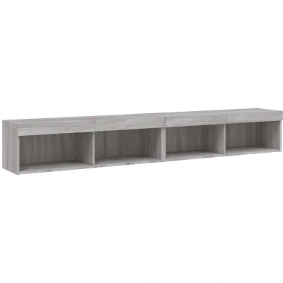 Image of vidaXL TV Cabinets with LED Lights 2 pcs Grey Sonoma 100x30x30 cm
