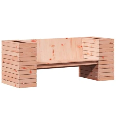 Image of vidaXL Planter Bench Outdoor Seating with Backrest &amp; Garden Planters, Solid Douglas Wood 167.5x60x65 cm in Brown for Patio/Garden