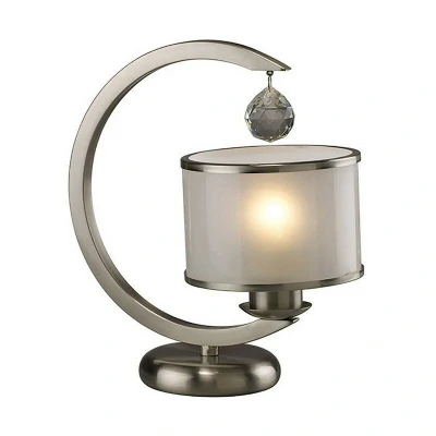 Image of Lincoln Table Lamp E27 Satin Nickel/Glass/Crystal