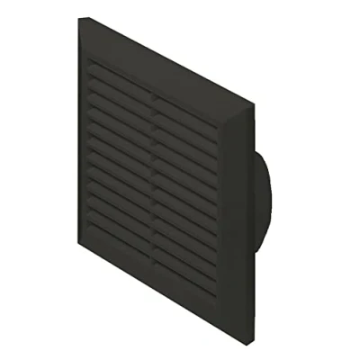 Image of Black Air Vent Grille 170mm x with 125mm Flange and Fly Screen Duct Cover.