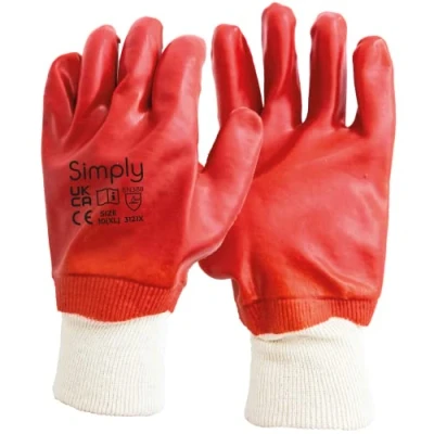 Image of Simply Unisex Pvcg003 PVC Protective Gloves, Red, XL UK